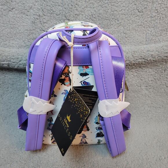 Loungefly Disney Princess Mini Backpack Princess Silhouette Purple White NEW - Picture 6 of 11